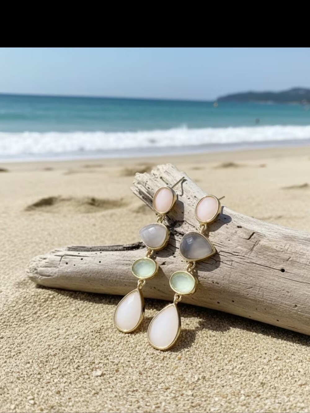 Multi-Stone Pastel Drop Earrings - Gold Tone